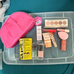 Ulta Beauty Pink Cosmetic Bag with Makeup Essentials